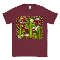 Burgundy aztec cowhide cactus background Classic Tee - Artiststas