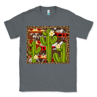 Charcoal Heather aztec cowhide cactus background Classic Tee - Artiststas