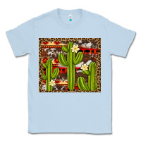 Dusty Blue aztec cowhide cactus background Classic Tee - Artiststas