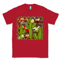 Red aztec cowhide cactus background Classic Tee - Artiststas