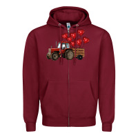 Burgundy farm tractor Zipper Hoodie - RanaPortraitStore