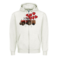 Oatmeal Heather farm tractor Zipper Hoodie - RanaPortraitStore
