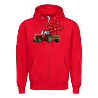 Red farm tractor Zipper Hoodie - RanaPortraitStore
