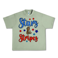 Oil Green stars & stripes Urban Heavy Tee - BundleAndBundleShop