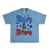 Pebble Blue stars & stripes Urban Heavy Tee - BundleAndBundleShop