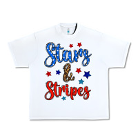 White stars & stripes Urban Heavy Tee - BundleAndBundleShop