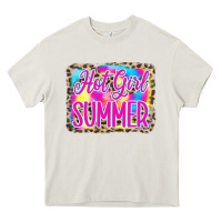 Cream Hot Girl Summer Tie Dye Leopard Heavy Core Tee - CowCowDesign