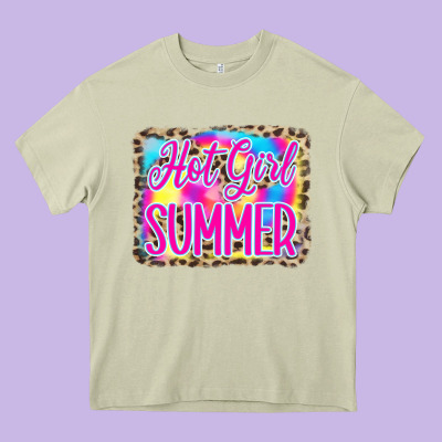 Hot Girl Summer Tie Dye Leopard Heavy Core Tee Designed By Cowcowdesign