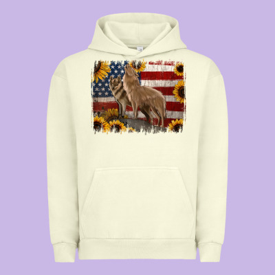 American Th Of July Wolves Urban Hoodie Designed By Jasminsmagicworld