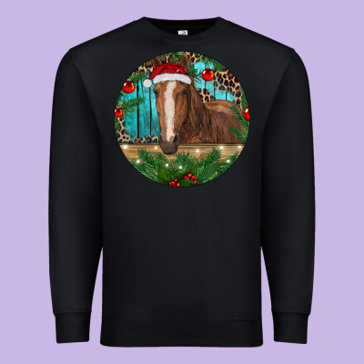 Brown Horse Christmas Premium Sweatshirt Designed By Ranaportraitstore