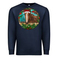 Navy Brown Horse Christmas Premium Sweatshirt - RanaPortraitStore
