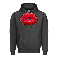 Charcoal Heather kiss Zipper Hoodie - RanaPortraitStore