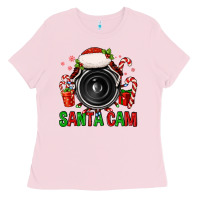 Bubblegum Pink santa cam Ladies Tee - FaDigitalArtStudio