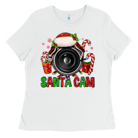 White santa cam Ladies Tee - FaDigitalArtStudio