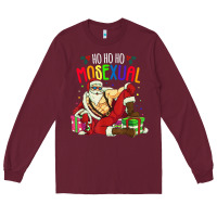 Burgundy mens ho ho ho mosexual Long Sleeve Tee - DesigneFamous
