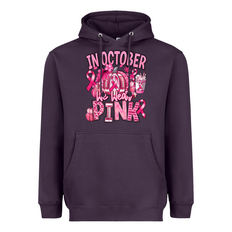 In October We Wear Pink American Football Heavyweight Hoodie by RanaPortraitStore | Teevron
