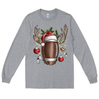 Heather Grey christmas football Long Sleeve Tee - SublimationCraftShop
