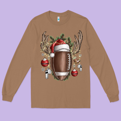 Christmas Football Long Sleeve Tee Designed By Sublimationcraftshop