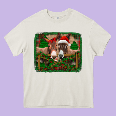 Christmas Donkeys Heavy Core Tee Designed By Jasminsmagicworld
