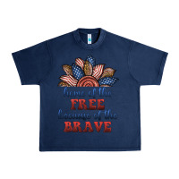 Navy home of the free because of the brave Urban Heavy Tee - BundleAndBundleShop
