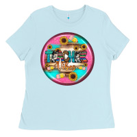 Baby Blue teacher vibe earrings Ladies Tee - BundleAndBundleShop