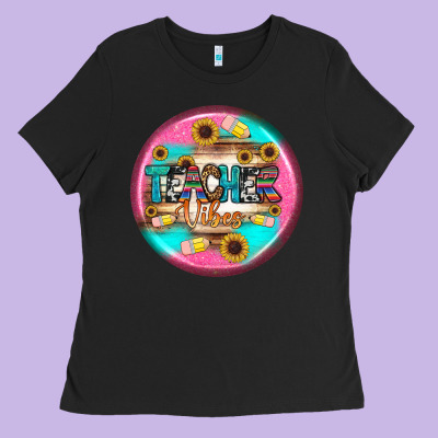 Teacher Vibe Earrings Ladies Tee Designed By Bundleandbundleshop