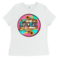 White teacher vibe earrings Ladies Tee - BundleAndBundleShop