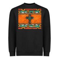 Black sunflowers cross aztec pattern Heavyweight Sweatshirt - Jasminsmagicworld