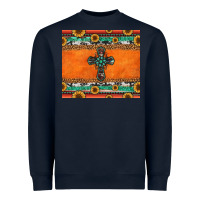 Navy sunflowers cross aztec pattern Heavyweight Sweatshirt - Jasminsmagicworld
