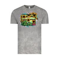 Cloud Rock Wyoming Map Sunflower Cactus Serape Vintage Tee - RanaPortraitStore