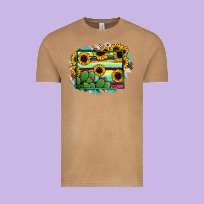 Wyoming Map Sunflower Cactus Serape Vintage Tee Designed By Ranaportraitstore