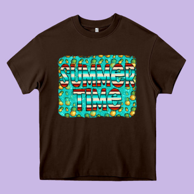 Summer Time Glitter Pineable Heavy Core Tee Designed By Cowcowdesign