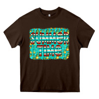 Chocolate Brown summer time glitter pineable Heavy Core Tee - CowCowDesign