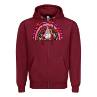 Burgundy valentines day gnomes rainbow Zipper Hoodie - RanaPortraitStore