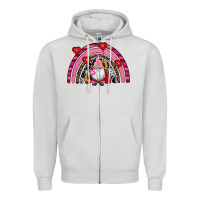 Dove Grey valentines day gnomes rainbow Zipper Hoodie - RanaPortraitStore