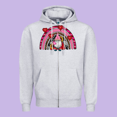 Valentines Day Gnomes Rainbow Zipper Hoodie Designed By Ranaportraitstore