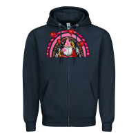 Navy valentines day gnomes rainbow Zipper Hoodie - RanaPortraitStore