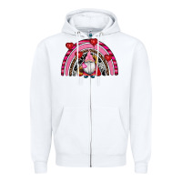 White valentines day gnomes rainbow Zipper Hoodie - RanaPortraitStore