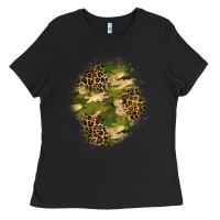 Black camouflage and leopard patch  4 Ladies Tee - BundleAndBundleShop