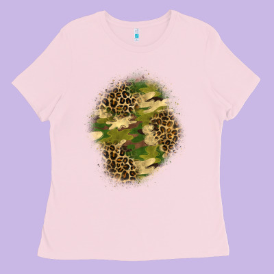 Camouflage And Leopard Patch  4 Ladies Tee Designed By Bundleandbundleshop
