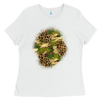White camouflage and leopard patch  4 Ladies Tee - BundleAndBundleShop