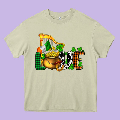 St. Patrick's Love And Golds Heavy Core Tee Designed By Oliviacreatesart