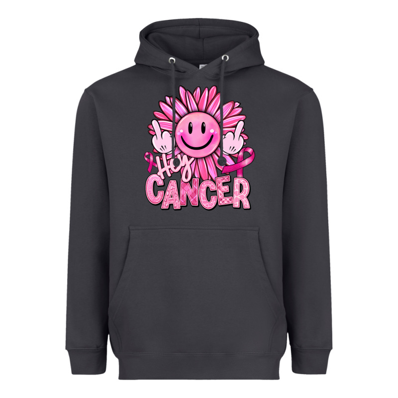 Hey Cancer Smiley Face Breast Cancer Heavyweight Hoodie by RanaPortraitStore | Teevron
