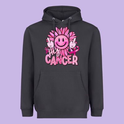 Hey Cancer Smiley Face Breast Cancer Heavyweight Hoodie Designed By Ranaportraitstore