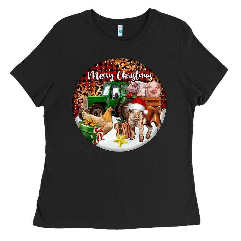 Merry Christmas Farm Animals Ladies Tee by FaDigitalArtStudio | Teevron