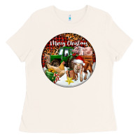 Bone Merry Christmas Farm Animals Ladies Tee - FaDigitalArtStudio
