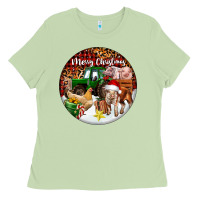 Matcha Merry Christmas Farm Animals Ladies Tee - FaDigitalArtStudio