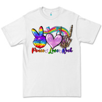 White Peace love rock Premium Tee - FaDigitalArtStudio