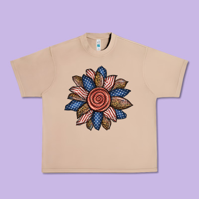 American Sunflower Urban Heavy Tee Designed By Bundleandbundleshop