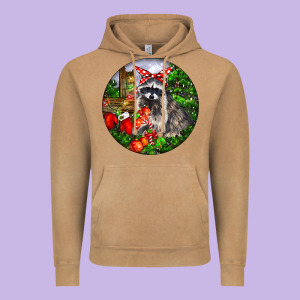 Christmas Raccoon Vintage Hoodie Designed By Lillyallendesigns